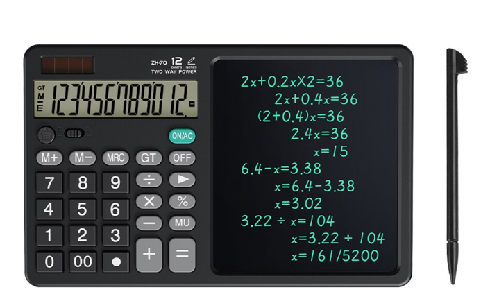 Calculator stiintific ecran LCD 7 inch 12 cifre solar/baterie negru 25.3x15.9x1.6cm